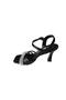 Yazkiş Women Black Skin Satin Cross 3Banded 9cm Goblet Heel Ankle Strap Evening Dress Shoes - 3