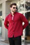 Burgundy Blue Long Sleeve Oversize Men's Shirt 6735 - 3