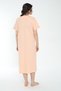 Women's Plus Size V-Neck Slit 100% Cotton Short Sleeve Nightgown / Salmon - - B 557 - 6