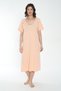 Women's Plus Size V-Neck Slit 100% Cotton Short Sleeve Nightgown / Salmon - - B 557