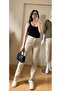 Half Leg Spanish Flare Beige Jeans
