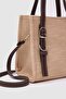 Wolf Straw Belt Detailed Crossbody Bag Cream - 6