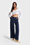 Women's Indigo 7s5-50 Culotte Fit Loose-Cut Viscose Cotton Fabric Inner Length 68 cm Denim Jeans - 2