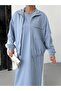 Indigo Women's O Oversized Dress with Slit Detail at the Hem and Zipper Closure with Pockets and Elastic Sweat - 5