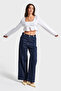 Women's Indigo 7s5-50 Culotte Fit Loose-Cut Viscose Cotton Fabric Inner Length 68 cm Denim Jeans - 5