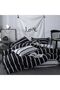 Single Size 4 Pieces, Black & White Stripe Design.