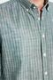 Men's Slim Fit Slim Fit Buttoned Sports Collar Linen Effect 100% Cotton Striped Summer Green Shirt - 3