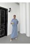 Indigo Women's O Oversized Dress with Slit Detail at the Hem and Zipper Closure with Pockets and Elastic Sweat - 2