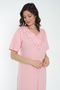 Women's Plus Size V-Neck Slit 100% Cotton Short Sleeve Nightgown / Pink - - B 561 - 6