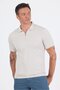 Stone Color Short Sleeve Plain Suprem Polo Collar Pocketless Flexible Casual Slim Fit T-Shirt 1011250161