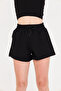 Women's Black Modal Fabric Summer Shorts with Pockets, Elastic Waist and Laced Flexible Lycra Daily Comfortable Model - 3