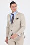 Men's Beige Swallow Collar 6 Drop Slim Fit Elastic Waist Suit 1001250176