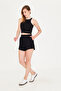Women's Black Modal Fabric Summer Shorts with Pockets, Elastic Waist and Laced Flexible Lycra Daily Comfortable Model - 6