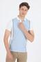 Dark Blue Short Sleeve Printed Jacquard Polo Collar Slim Fit T-Shirt 1011250122 - 3
