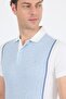 Dark Blue Short Sleeve Printed Jacquard Polo Collar Slim Fit T-Shirt 1011250122 - 4