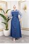 Women's Belted Striped Denim Dress