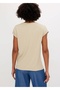 Women's Plus Size Beige, Sequin Embroidered, Crew Neck Viscose Blouse 65N38988 - 4