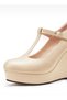 Beige Skin Posted Wedge Sole Evening Dress Women's Shoes - 2