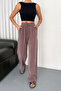 2007 Lace-Up Elastic Waist Modal Striped Palazzo Women's Trousers - 5