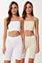 Pack of 2 Seamless Knitted Boxer Cream White Lgv0004