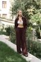 Nunzia Back Detailed Burgundy Oversize Shirt Trousers Set - 3