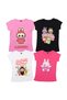 Labubu Pack of 4 Women’s Cartoon T-Shirts – Cute & Colorful Mix, Soft Cotton, Short Sleeve Tees