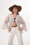 Women's Ecru Double Tie Linen Kimono - 3