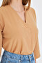Women's Mink V-Neck Quarter Sleeve Blouse Arm-25Y001024 - 4