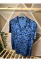 Blue - Black Color Patterned Viscose Men's Shirt - 4