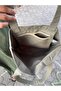 Canvas Light Green Cloth Tote Shoulder Bag with Front Pocket and Frida Charm Accessories - 5