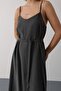 Shilsee Women's Basic Long Dress with Straps Anthracite - 3
