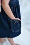 Girl's Back Tie Pocket Denim Dress - 4