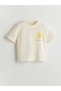 Lcw Kids Ecru Crew Neck Girls' Sleepwear Set with Shorts - 2