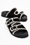 Dericlub Women's Drawstring Double Strap Casual Slippers Real Suede Leather Zy 7900 Black - 2