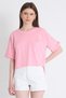 Pink Pocket Detailed Crew Neck Crop T-Shirt 2136m