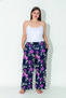 Women's Plus Size Navy Blue Color Flower Pattern Loose Cut Bottom Home Wear - 4