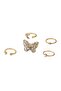 Gold Colour Plated Butterfly & Moon Crystal Ring Set 5 Pcs