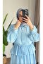 Women's Blue Ruffled Summer Double Suit - Hijab Clothing Combination - 2