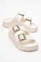 Women's Strappy Buckle Slippers Sandals Ecru