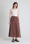 Brown Linen Look 100% Cotton Buttoned Midi Skirt 3419