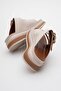 Woman's double buckle slippers beige - 4