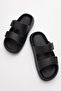 Women's Velcro Slippers BLACK - 5