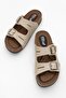 Women's Cross Velcro Sandals Beige - 3