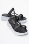 Women's Stone Flat Slippers Black White