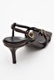 Chaka Brown Buckle Square Toe Women's Heeled Sandals - 5