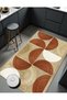 Kemal Collection Coffee Beige Tones Geometric Patterned Woven Base Decorative Carpet Kemal77 - 3