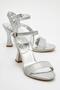 Women's Glitter Heeled Sandals Silver Sim