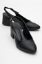Studded Open Women's Heeled Shoes Black Skin