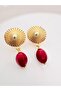 Vintage Natural Stone Fuchsia Earrings 5 cm - 2