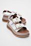 Women's Gold Buckle Sandals White